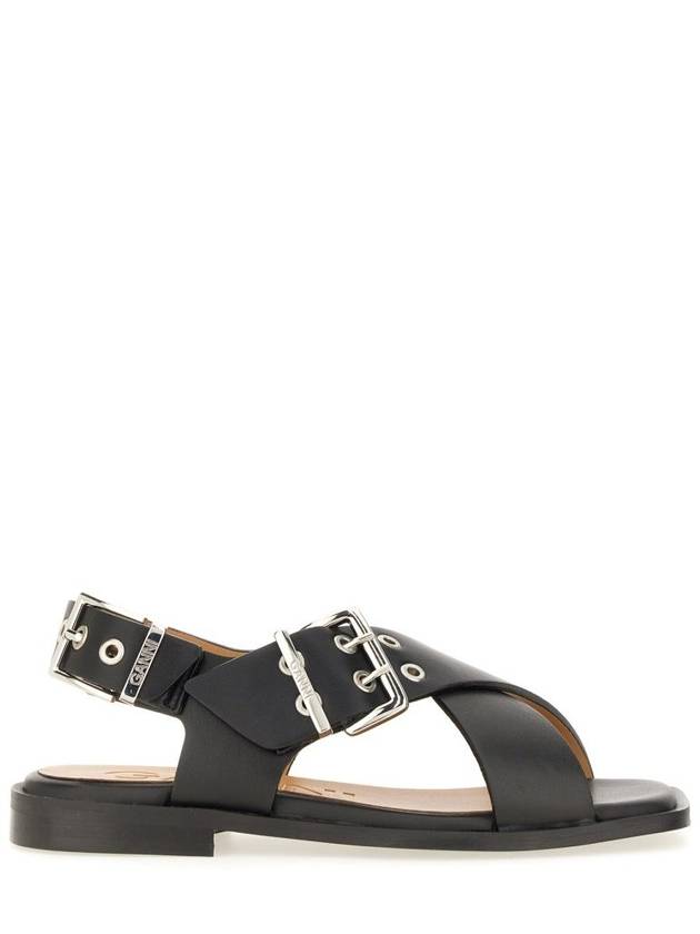 Cross Strap Buckle Sandals Black - GANNI - BALAAN 2