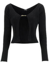 La Maille Pralu Longue Micro Charm Logo Cardigan Black - JACQUEMUS - BALAAN 2