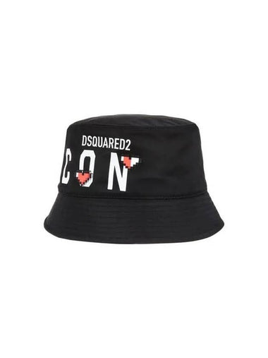 Men s ICON SEASONAL NYLON BUCKET HAT BLACK - DSQUARED2 - BALAAN 1