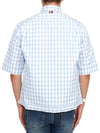 Gingham Poplin Drawstring Hem Short Sleeve Shirt Light Blue - THOM BROWNE - BALAAN 5