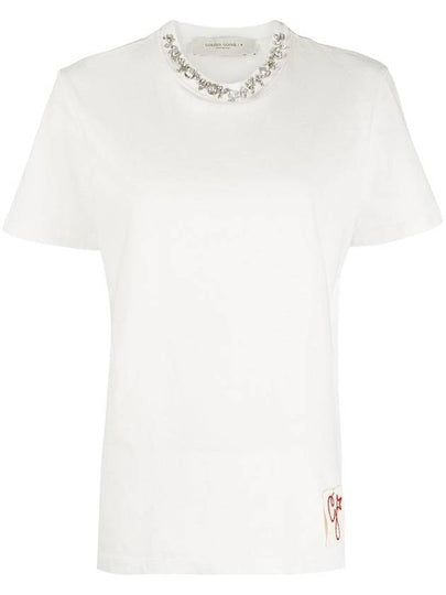 Crystal Neck Point Short Sleeve T-Shirt White - GOLDEN GOOSE - BALAAN 2