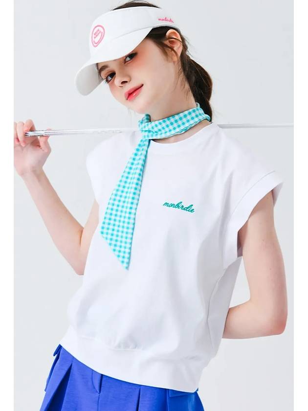 Scarf Point Sleeveless T-Shirt WHITE&BLUE - MONBIRDIE GOLF - BALAAN 6