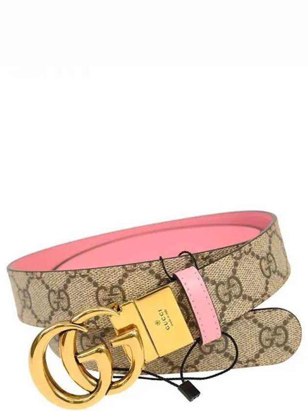 GG Marmont Reversible Thin Leather Belt Beige Ping - GUCCI - BALAAN 2