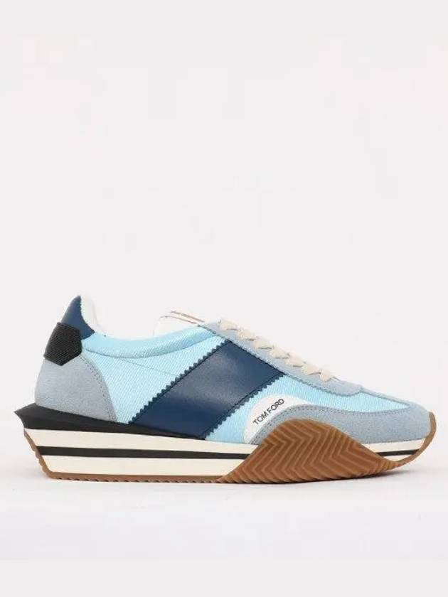 James Suede Lycra Low Top Sneakers Light Blue Cream - TOM FORD - BALAAN 2