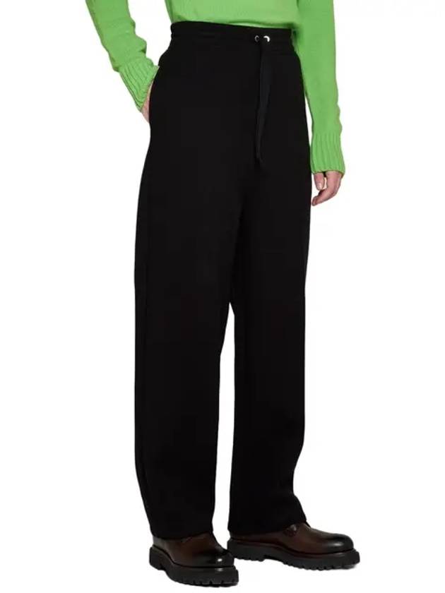 Elastic Waist Viscose Wool Straight Pants Black - AMI - BALAAN 3