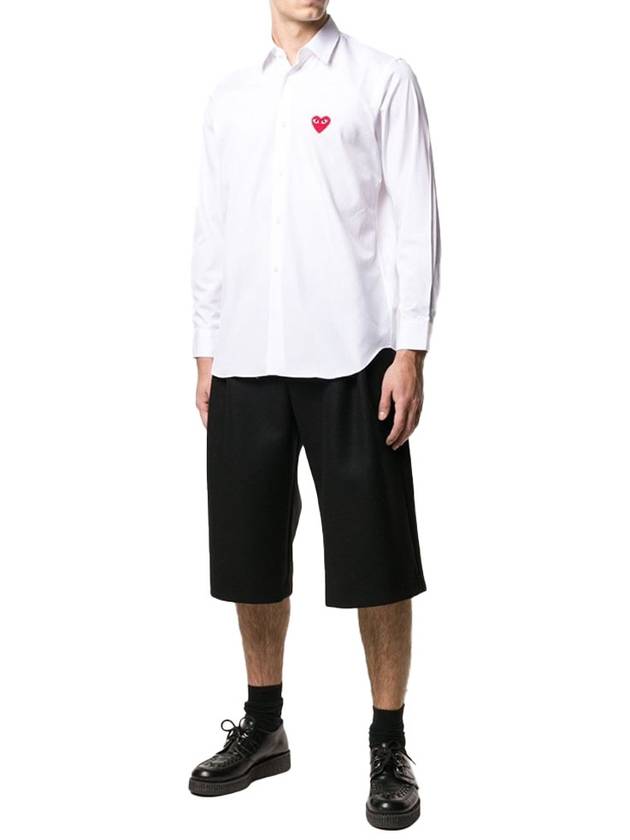 Men's Red Heart Long Sleeve Shirt White - COMME DES GARCONS - BALAAN 7