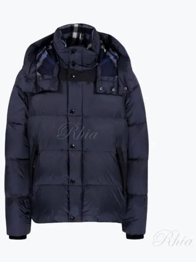 Detachable Sleeve Hooded Short Padding Navy - BURBERRY - BALAAN 2