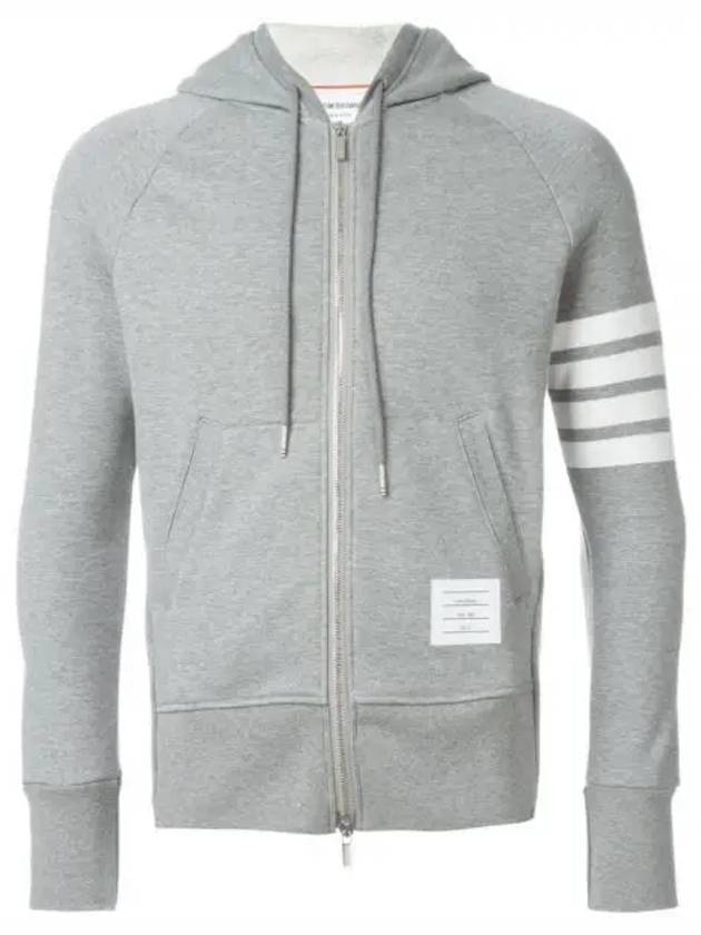 Engineered 4 Bar Diagonal Zip Up Hoodie Light Grey - THOM BROWNE - BALAAN 2