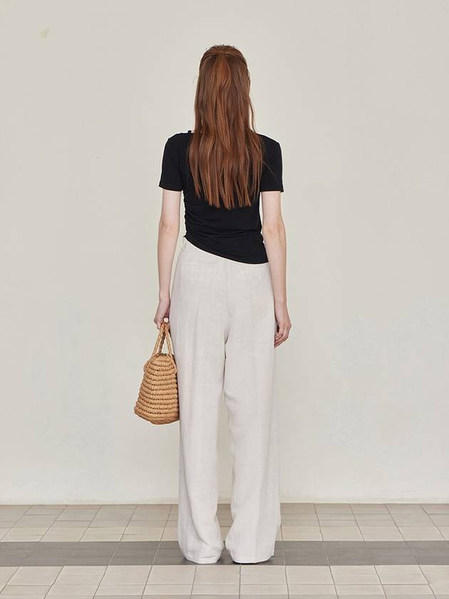 Linen Pintuck Wide Slacks Ivory - LESEIZIEME - BALAAN 8