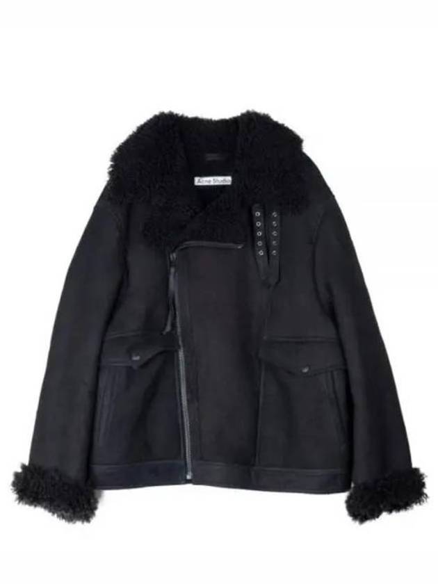 Liana Shearling Zip-up Jacket Black - ACNE STUDIOS - BALAAN 2