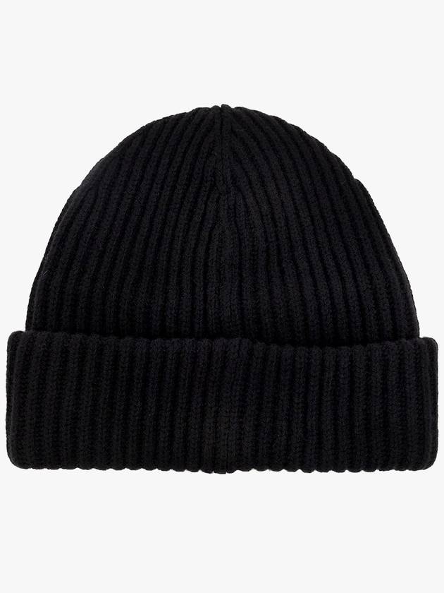 Logo Patch Wool Beanie Black - GANNI - BALAAN 5