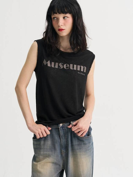 Museum Linen Sleeveless T shirt Black - SORRY TOO MUCH LOVE - BALAAN 1