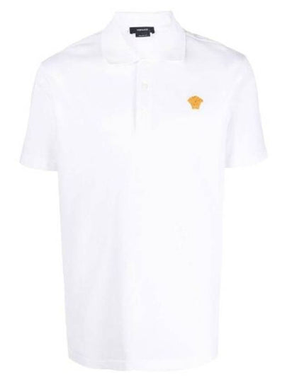 Embroidered Logo Polo Shirt White - VERSACE - BALAAN 2