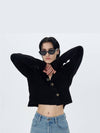 Ribbed Knit Cropped Cardigan Black - ETCH - BALAAN 6