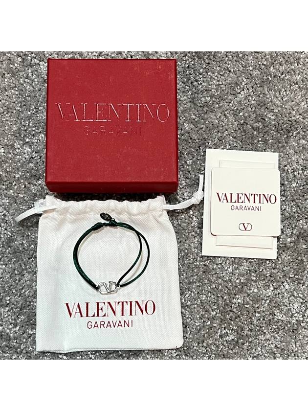 V Logo Signature Cotton Bracelet Green - VALENTINO - BALAAN.