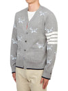 Hector Motif 4 Bar Cardigan Grey - THOM BROWNE - BALAAN 4