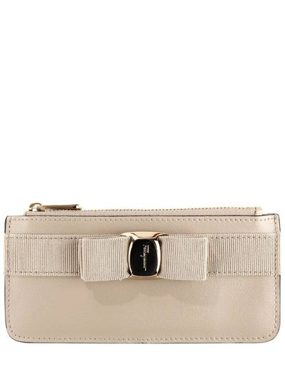 New Vara Bow Zipper Card Wallet Beige - SALVATORE FERRAGAMO - BALAAN 2