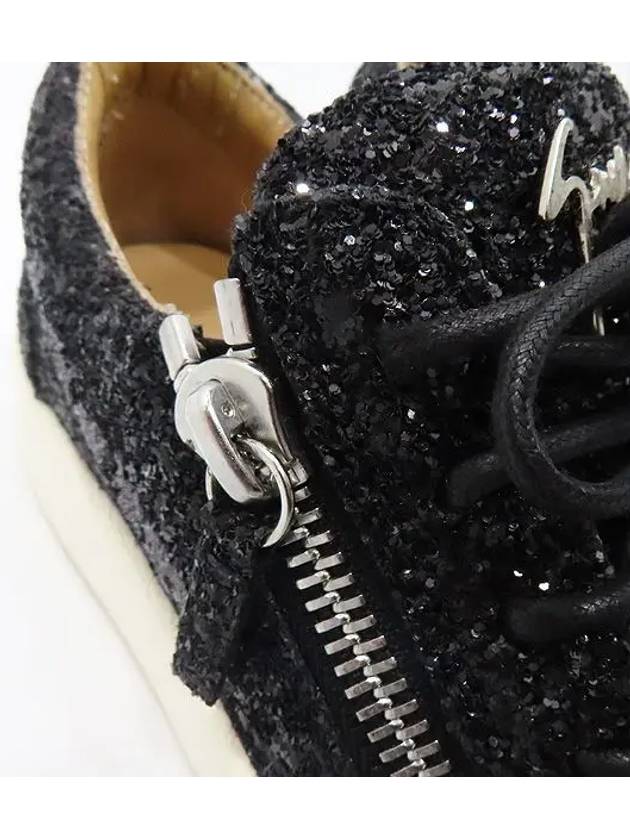 Black Leather Glitter Zipper Embellished Women s Sneakers 36 - GIUSEPPE ZANOTTI - BALAAN 5