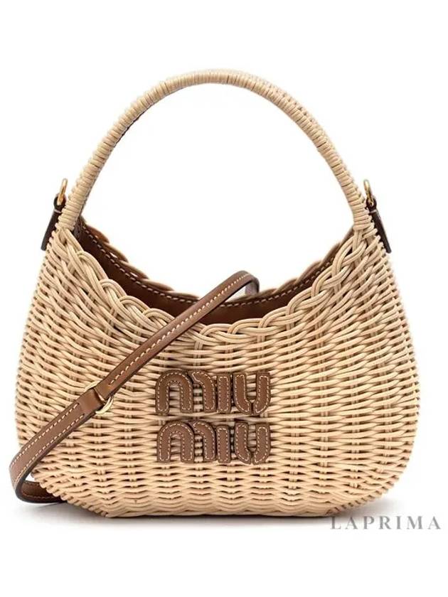 Mini Wander Wicker Shoulder Bag Beige - MIU MIU - BALAAN 2