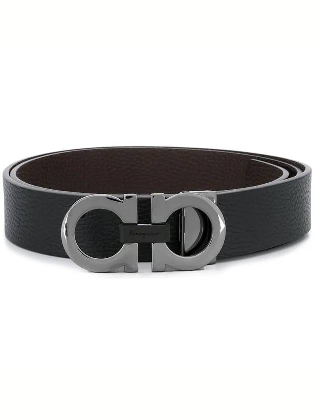 Reversible Gancini Belt Black Hickory - SALVATORE FERRAGAMO - BALAAN 3