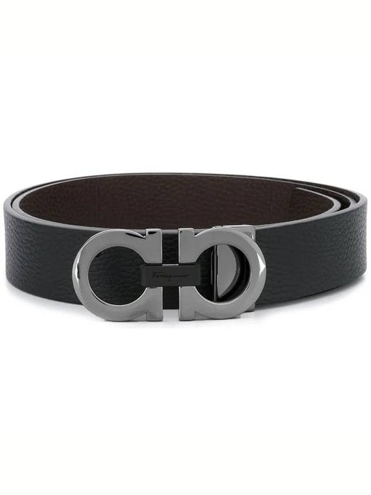 Reversible Gancini Belt Black Hickory - SALVATORE FERRAGAMO - BALAAN 2