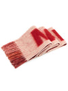 Logo Wool Mohair Blend Fringe Muffler Pink - MARNI - BALAAN 3