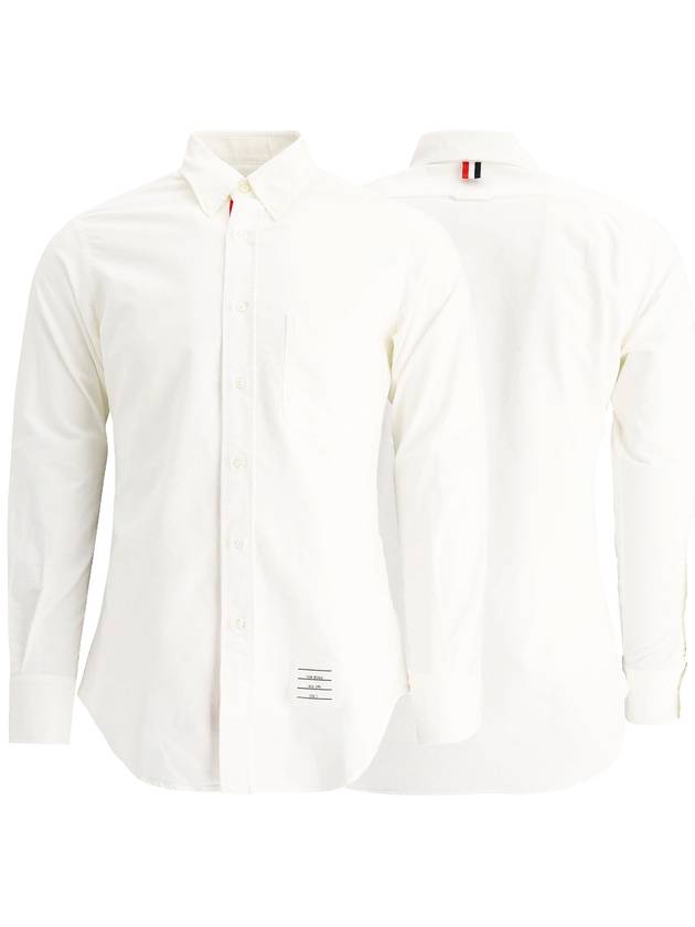 Men's Logo Patch Classic Cotton Long-Sleeve Shirt White - THOM BROWNE - BALAAN 2