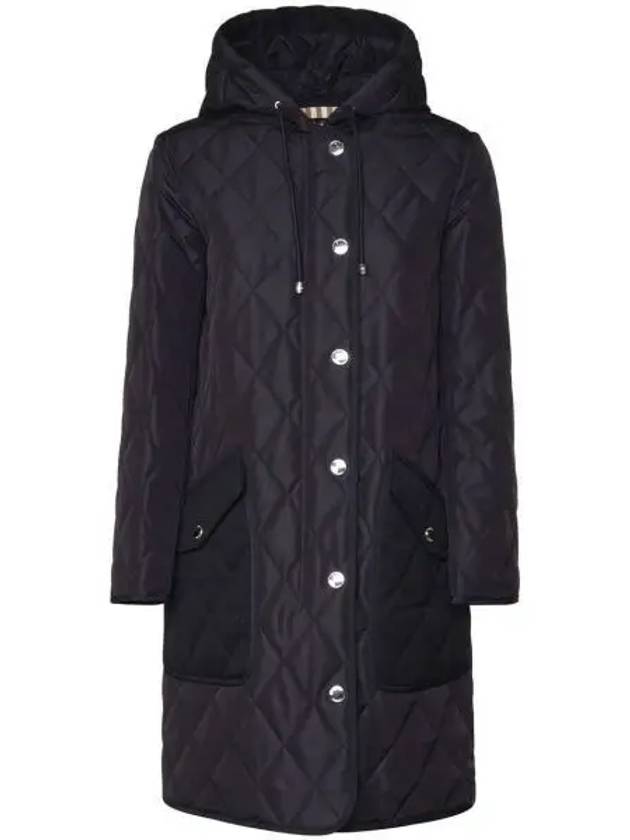 Diamond Quilted Hooded Single Coat Black - BURBERRY - BALAAN 2