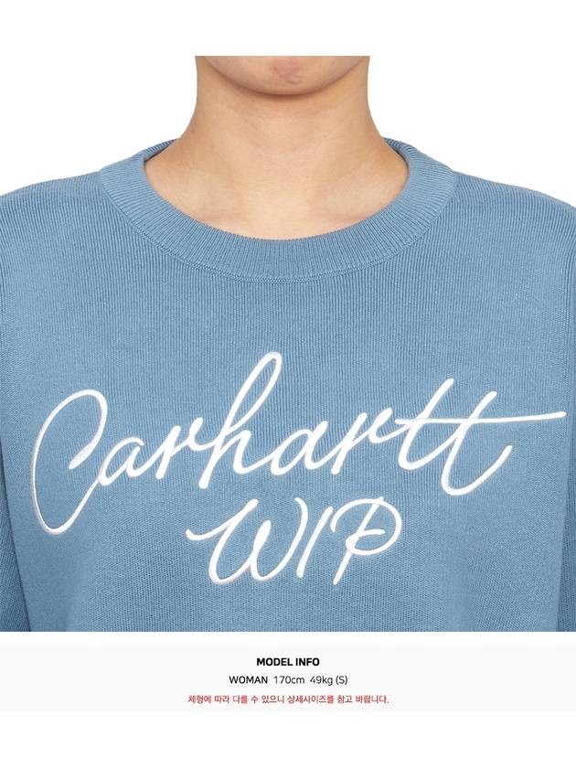 Signature Embroidered Crew Neck Knit Top Blue - CARHARTT WIP - BALAAN 6