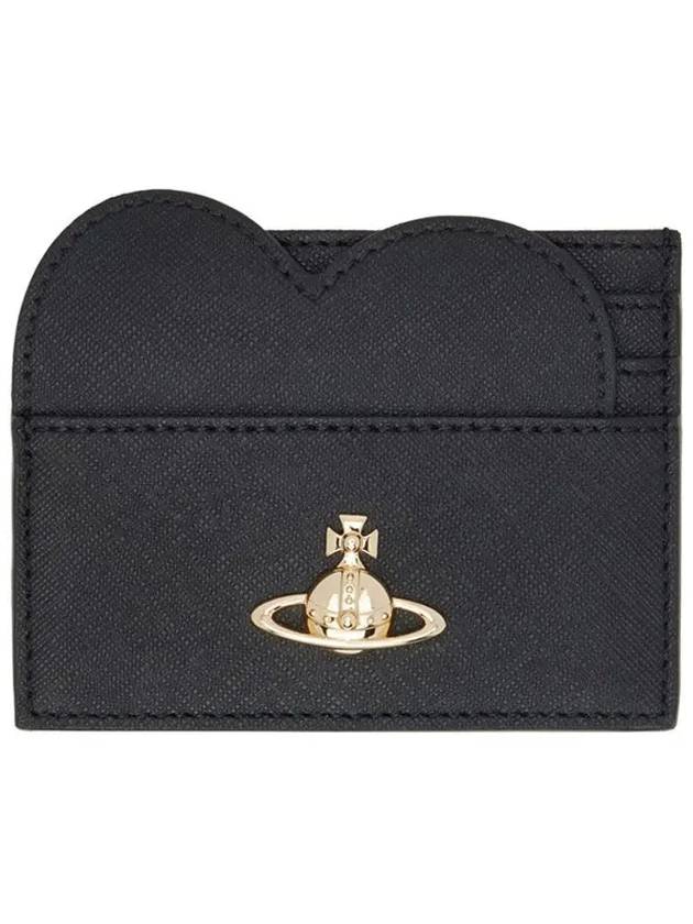 ORB Gold Logo Saffiano Heart Card Wallet Black 5112001IU S000B N401 - VIVIENNE WESTWOOD - BALAAN 2