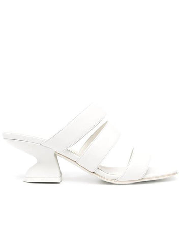 Salvatore Women's Steffi Leather Sandals Heel White - SALVATORE FERRAGAMO - BALAAN 1