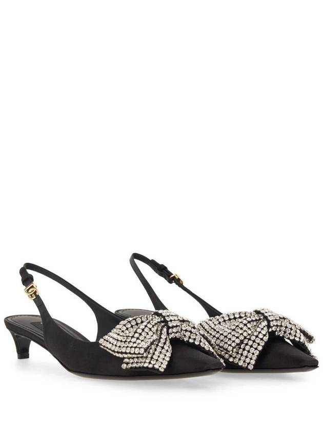 Dolce & Gabbana Satin Sling-Back With Rhinestone Embroidery - DOLCE&GABBANA - BALAAN 3