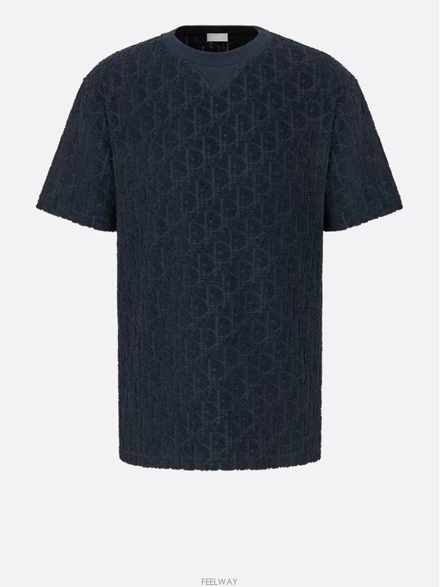 Lux You L Oblique Navy Terry Cotton Short Sleeve T Shirt 113J692A0614 - DIOR - BALAAN 9