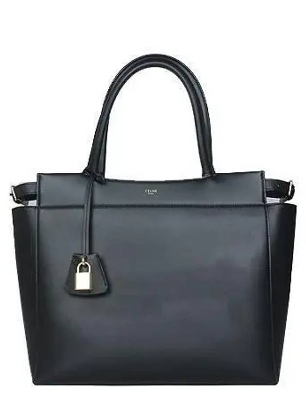 Side belt black leather tote bag - CELINE - BALAAN 1