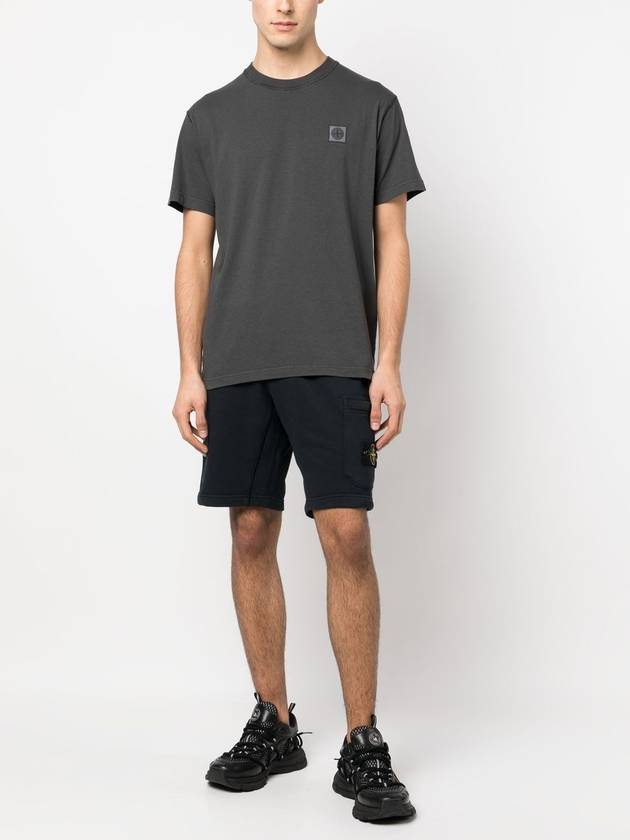 Cotton Fleece Cargo Bermuda Shorts Navy - STONE ISLAND - BALAAN 3