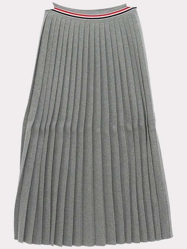 Cotton Stripe Pleated Skirt Grey - THOM BROWNE - BALAAN 4