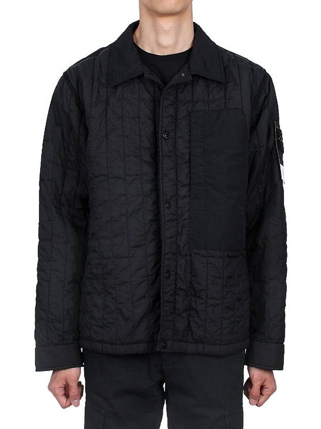 Men's Stella Wappen Patch Quilted Jacket Black - STONE ISLAND - BALAAN 4