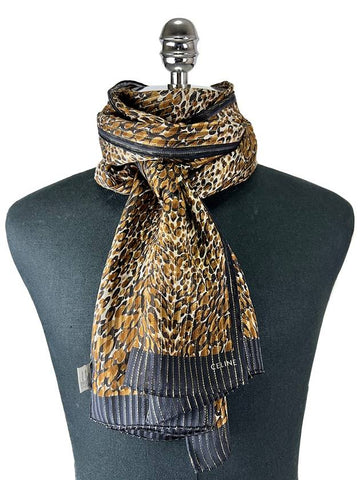 Leopard print lurex silk scarf 2AWF3972 - CELINE - BALAAN 1