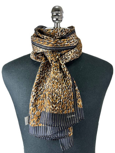 Leopard print lurex silk scarf 2AWF3972 - CELINE - BALAAN 1