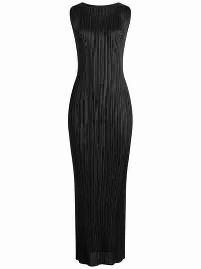 Pleats Sleeveless Basic Midi Dress Black - ISSEY MIYAKE - BALAAN 2