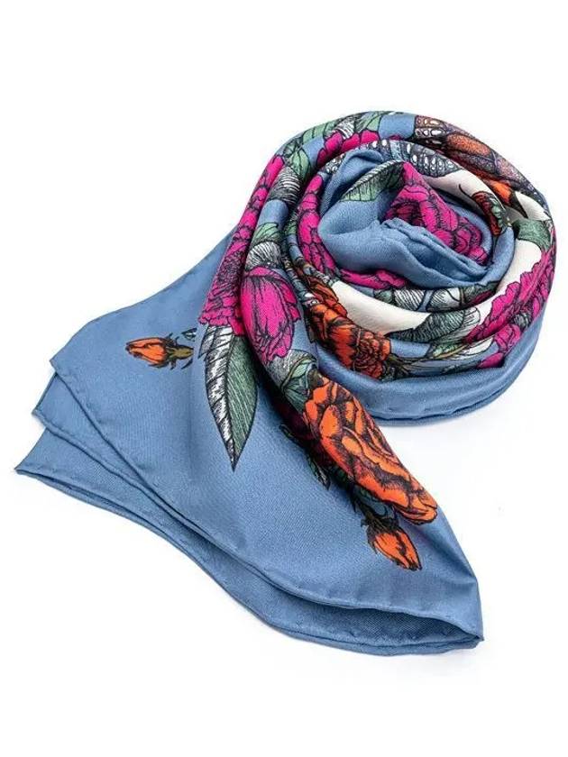 Women s Flower Print Scarf WW2EI114QSI AVC Blue 271981 1147555 - VALENTINO - BALAAN 1