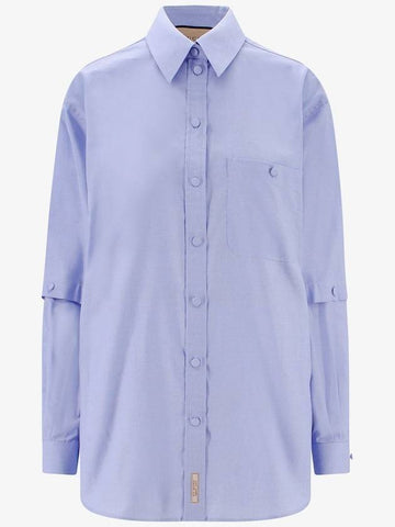 Women's Detachable Sleeve Long Sleeve Shirt Blue - GUCCI - BALAAN 1