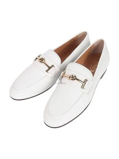 Women's Double T Logo Leather Loafers White - TOD'S - BALAAN 2