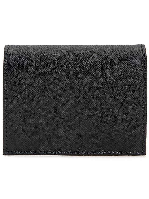 Gold Hardware Triangle Logo Saffiano Half Wallet Black - PRADA - BALAAN 3