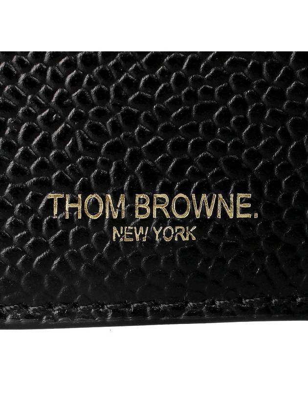 RWB Stripe Pebble Leather Tri-fold Half Wallet Black - THOM BROWNE - BALAAN 8