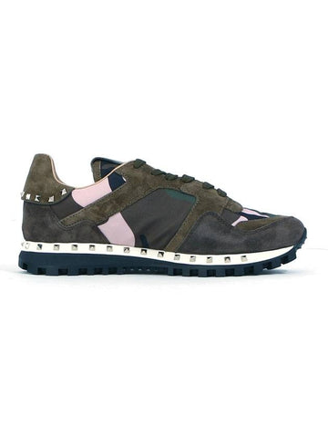 Rockstud Camo Low-Top Sneakers Green - VALENTINO - BALAAN 1