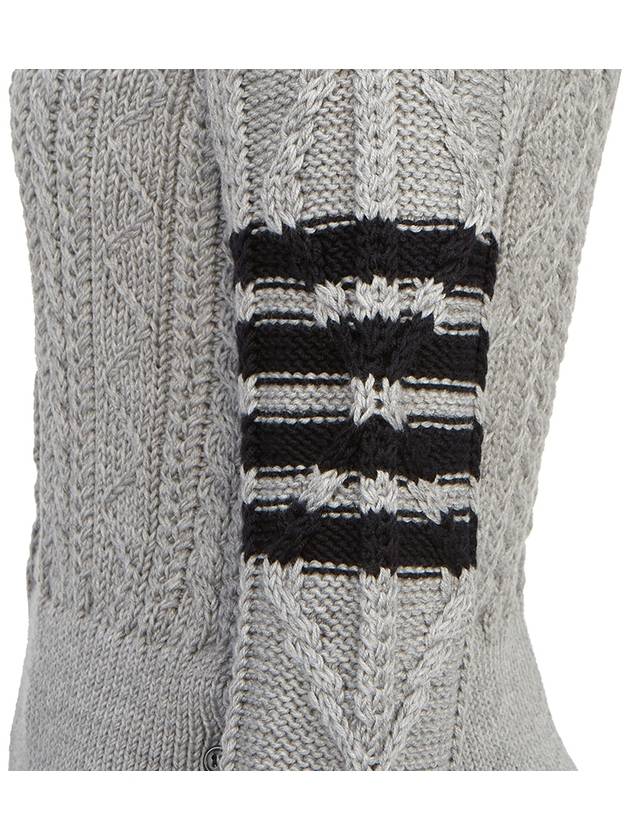 Women's 4 Bar Cable Classic Crew Neck Knit Top Grey - THOM BROWNE - BALAAN 9