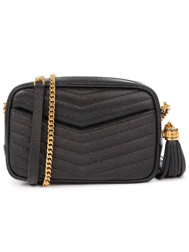 Lulu Mini Quilted Grain Leather Cross Bag Black - SAINT LAURENT - BALAAN 3