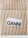 Women's Logo Wool Beanie Sand Beige - GANNI - BALAAN 7