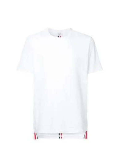 Men's Center Back Striped Short Sleeve T-Shirt White - THOM BROWNE - BALAAN 2